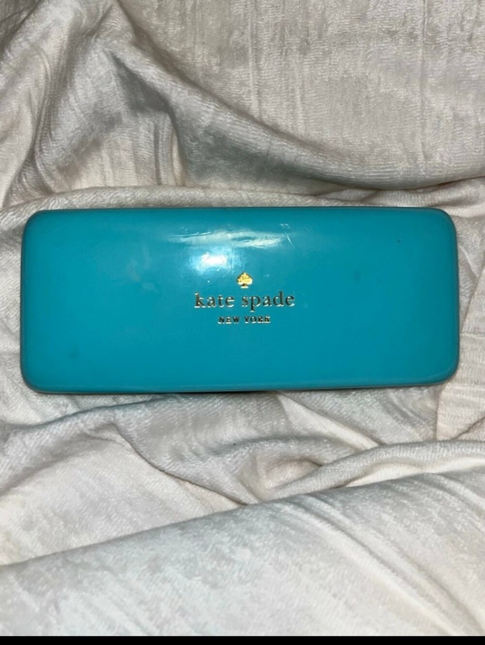 Kate Spade Turquoise & Green Hard Eyewear Case, With Printed Eyes Inside